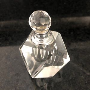Vintage Clear Crystal Glass Geometric Perfume Bottle